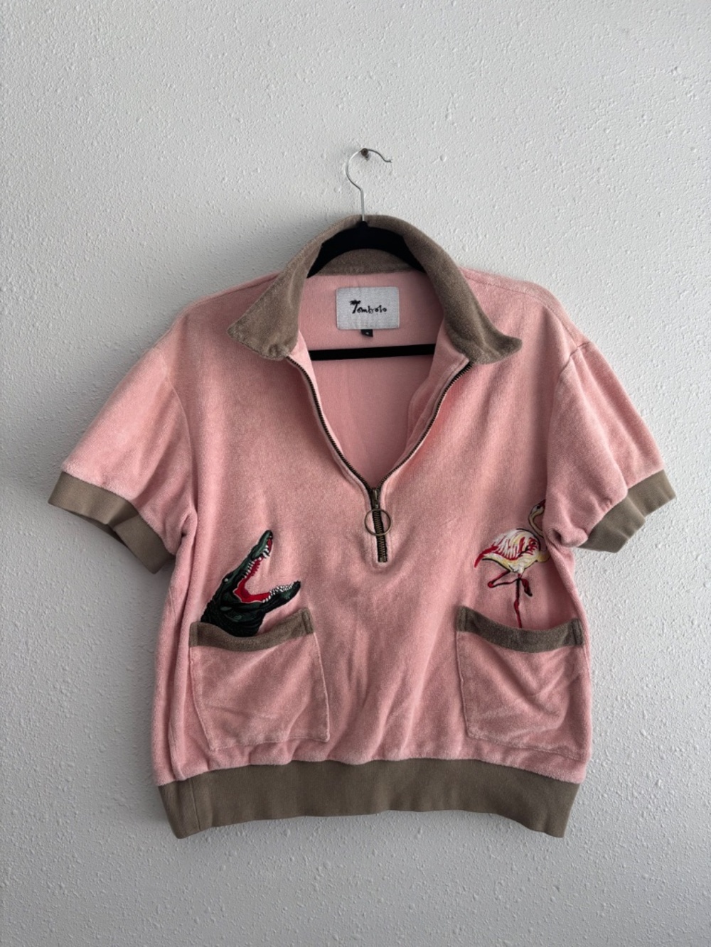 Tombolo 'Flamingo Tartare' Cabana Terrycloth Sweater - Size S - Picture 3 of 6